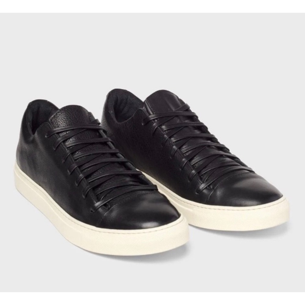 John Varvatos Reed Low Top Sneaker Mens 10.5 Leather Black Streetwear Minimalist